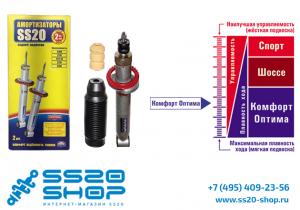 Амортизаторы задней подвески SS20 для ВАЗ 2192-2194 Лада Калина 2 УСИЛЕННЫЕ (к-т 2 шт)