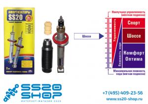 Амортизаторы задней подвески SS20 для ВАЗ 2190-2191 Лада Гранта УСИЛЕННЫЕ (к-т 2 шт)